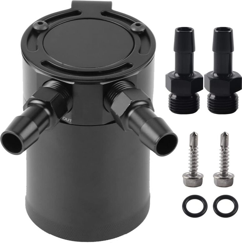 Ej.life - evgatsauto Unifür Versal Baffled 2-Port Compact Baffled Oil Catch für Tank Ölfangdose Compact Baffled Oil Catc...