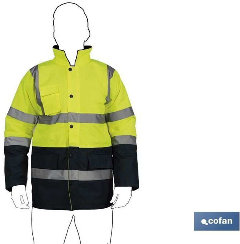 Warnschutzparka Deneb, Modell Gelb und Blau, Größe l