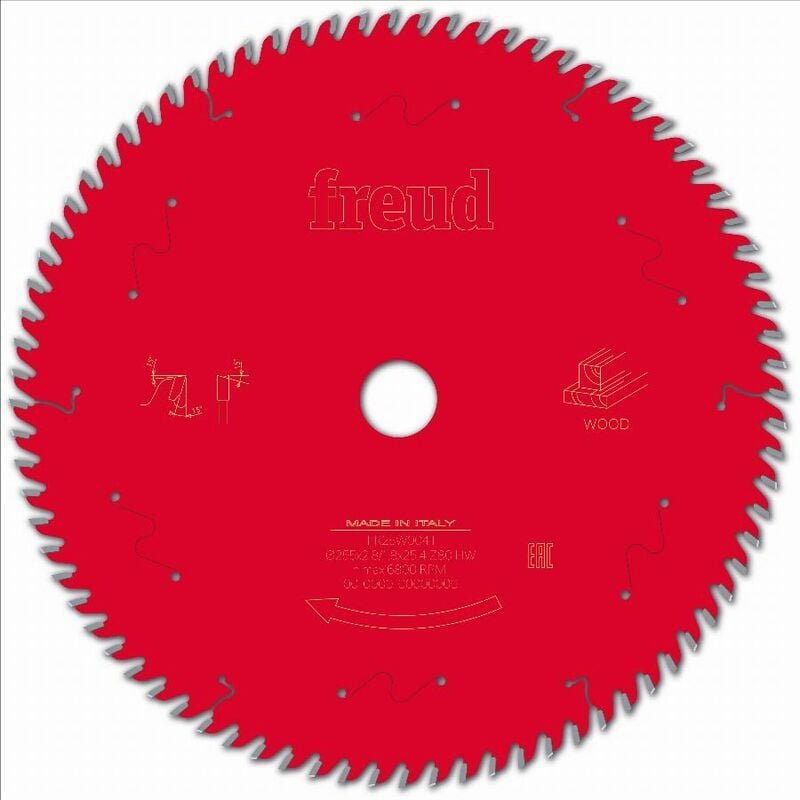 Freud - Sägeblatt für Handkreissäge Ø255 2,8/1,8 AL25,4 Z80 ba 15° - F03FS10136 -FR25W004T
