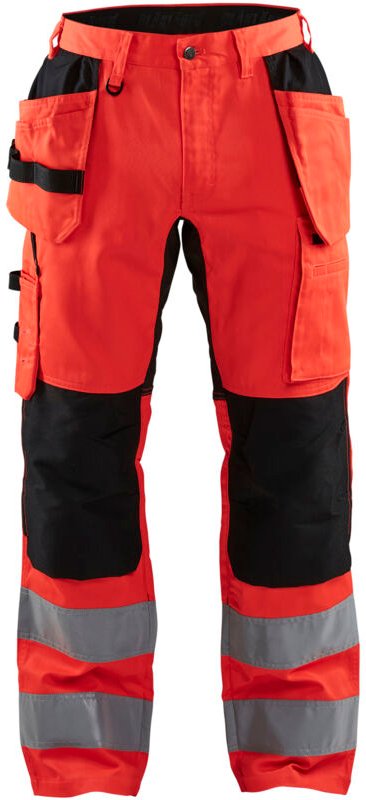Hochsichtbarer Stretch-Arbeitshosen Handwerker 1552 - Neonrot/Schwarz 3XL - FR(56) - SE(C62) - Kurz