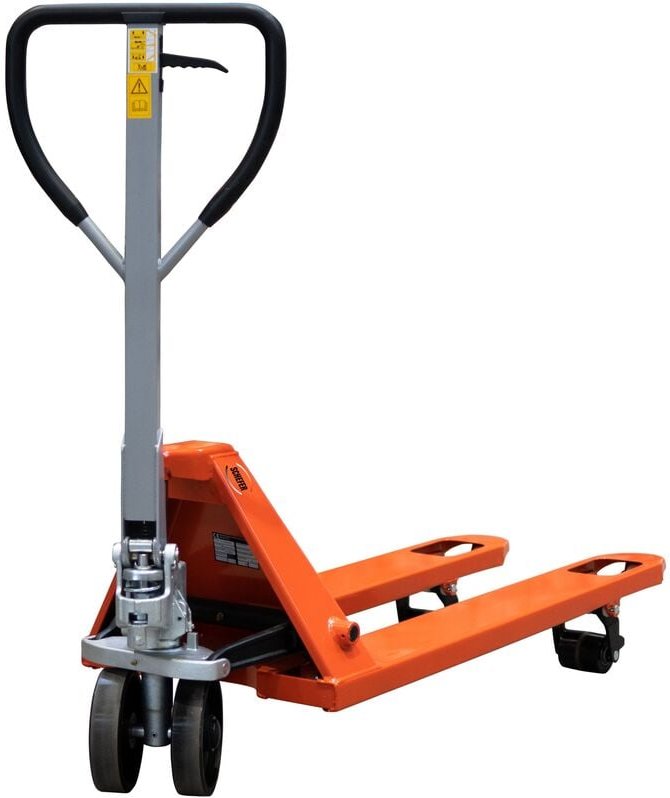 Schefer Gabelhubwagen Premium mit Schnellhub und Polyurethan Lenkräder und single Gabelrollen Tragkraft 2500kg