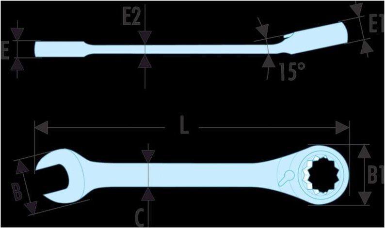 FACOM Knarren-Ring-Maulschlüssel 7/8