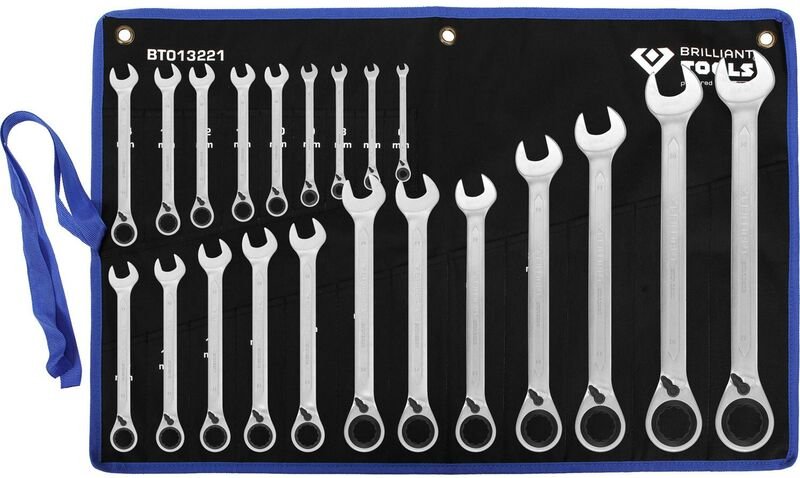 Brilliant Tools - Ratschenringschlüssel-Satz, 21-tlg, umschaltbar, 6 - 32 mm