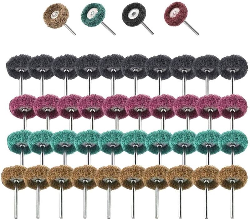 Tigrezy - 40-teiliges Bohrer-Polierset, 25 mm Schleifpolierzubehör für Dremel-Rotationswerkzeuge, Körnung 120/180/320/40...