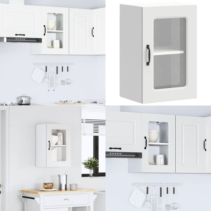 Küchen-Hängeschrank mit Glastür Kalmar Weiß Holzwerkstoff - Vidaxl