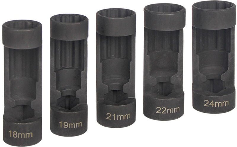 5 pièces Douille d'écrou de Jambe de Force d'entraînement 12 Points 1/2, 18mm 19mm 21mm 22mm 24mm, Outils de Amortisseur...
