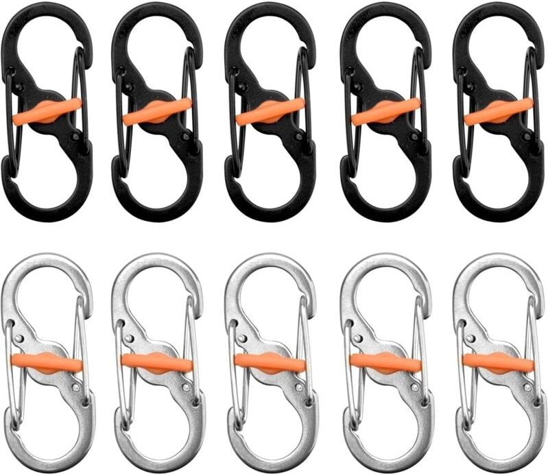Sollbry - 10 Stück kleine Schraubkarabiner, Edelstahl kleiner Karabiner, Mini s Schlüsselanhänger, Camping, Mini s, s Cl...