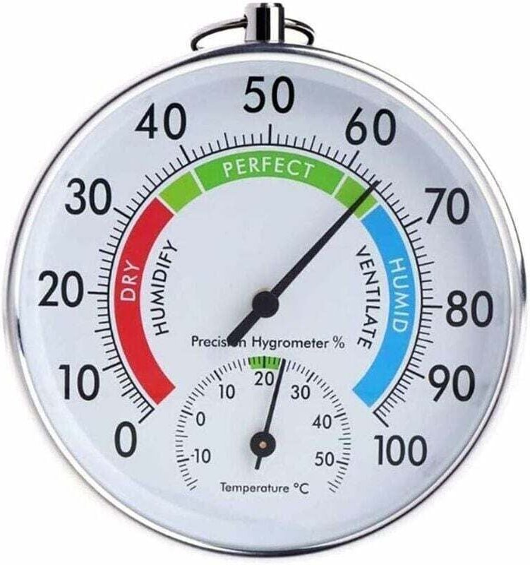 Rundes Innen- und Außenthermometer, Temperatur-Garten-Hygrometer (Weiß)