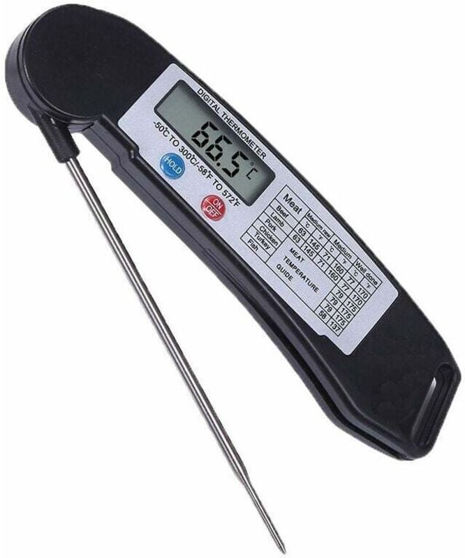 Faltbar – digitales LCD-Lebensmittelthermometer mit Küchensonde für Wein, Lebensmittel, Fleisch, Steak, Truthahn, BBQ, Y...