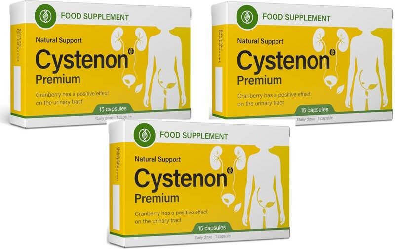 3x Cystenon: Cranberry DER 15:1 Kiefer Kamille Goldrute 15 Kapseln