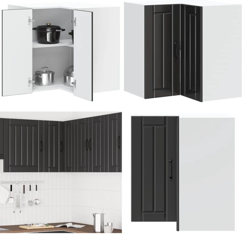 vidaXL Küchen-Eckhängeschrank Lucca Schwarz Holzwerkstoff