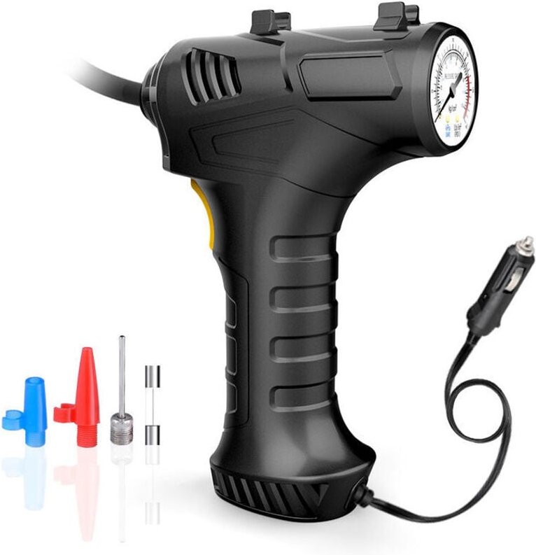 Thumbnail - Ymyny - Tragbare Auto-Luftpumpe, 120 w, Luftkompressor, Reifenfüller, Druckmesser mit LED-Licht, für Auto, Motorrad, Fah...