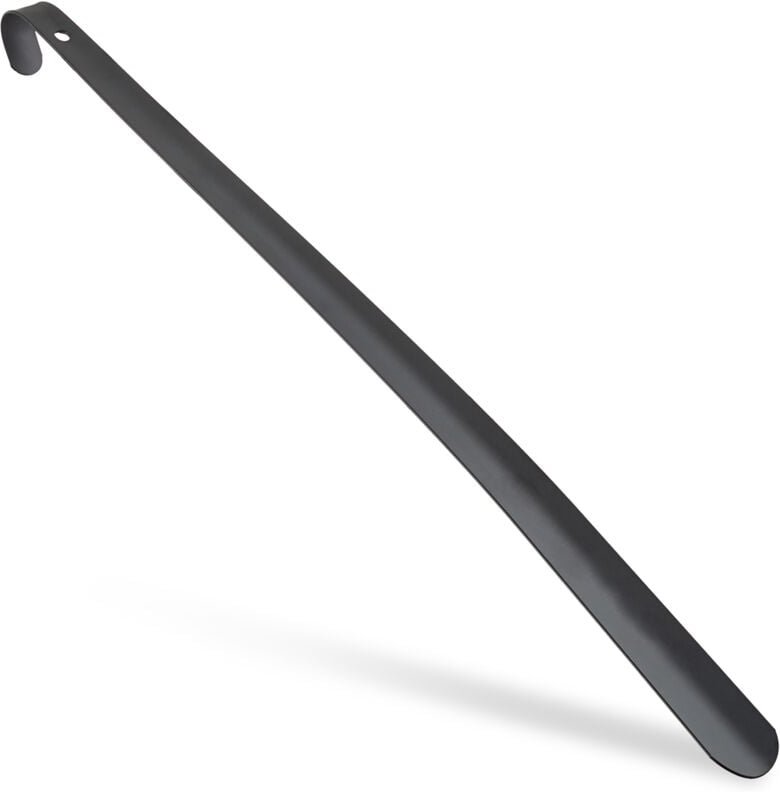 2 x Schuhlöffel Metall, komfortabel, stabil, 60 cm lang, großer Schuhanzieher, zum Aufhängen, mit Griff, schwarz