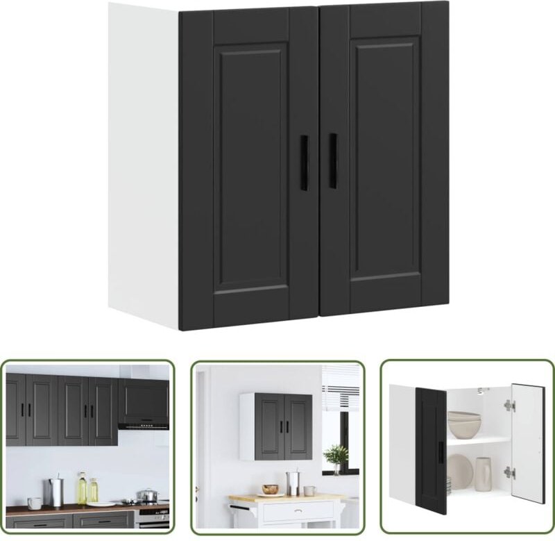 The Living Store - vidaXL Küchen-Hängeschrank Porto Schwarz Holzwerkstoff