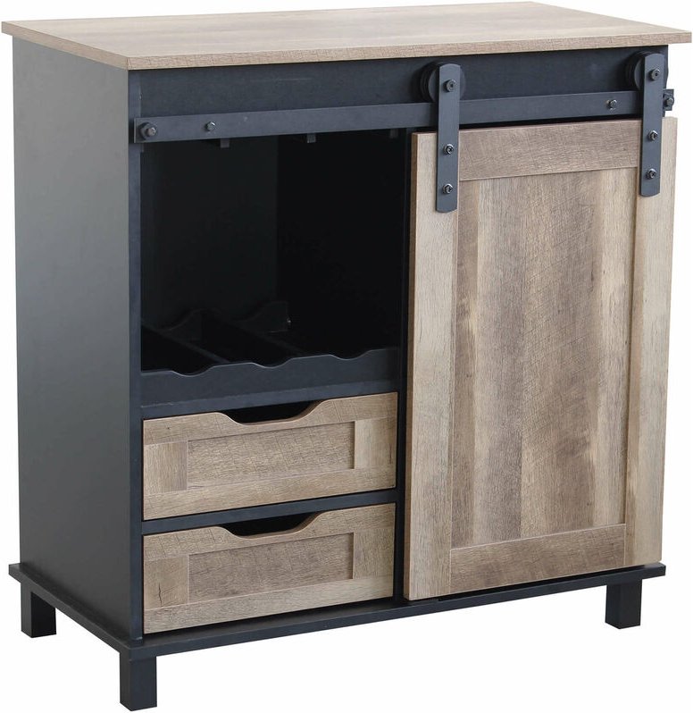 Innengürtelmöbel Bar Pubs in Stahl und Holz mit 2 Schubladen und 1 Industriegrenze für Schiebetüren