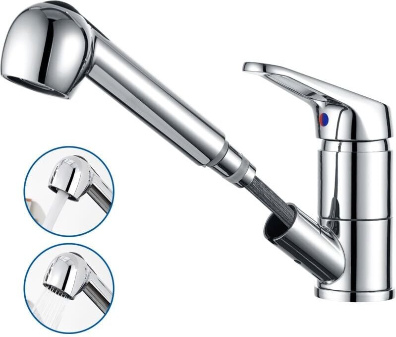 Küche Wasserhahn Einhandmischer küchenarmatur Spültischarmatur mit herausziehbarer Geschirrbrause - Aiperq