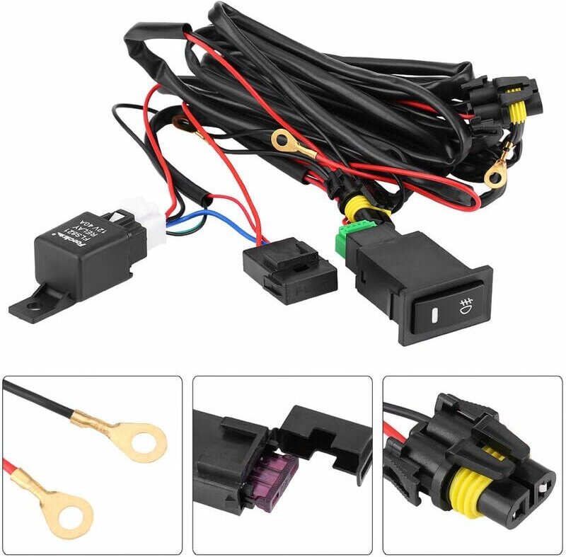 Alovez - 12V Universal Auto led Nebel Licht Auf/Off Schalter Kabelbaum Sicherung Relais Kit