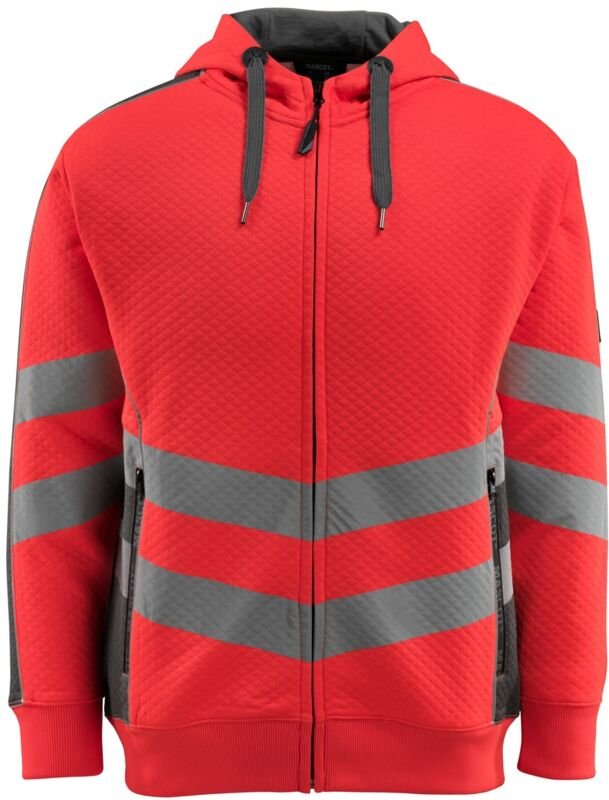 Warnschutz Kapuzensweatshirt corby safe supreme mit Reißverschluss 50138 Gr. l warnrot/dunkelanthrazit - Mascot