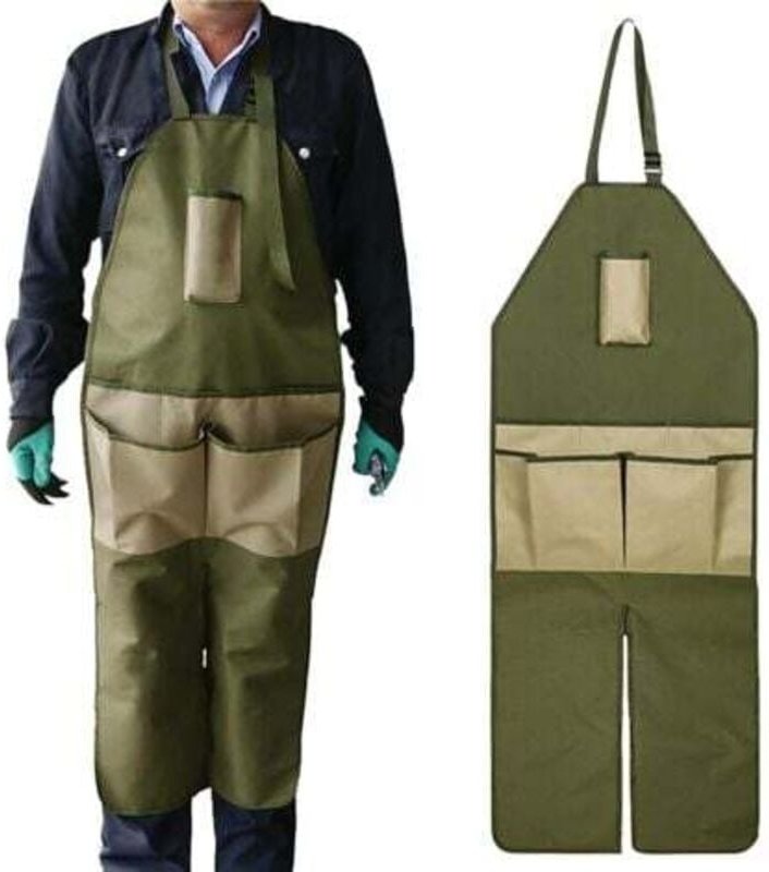 LaBlanc – Lange Gärtnerschürze mit Beinschutz, Arbeitsschürze mit mehreren Werkzeugtaschen, ideal für Gartenarbeit, Heim...