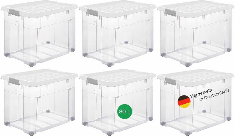 6x Novaliv Aufbewahrungsbox 6x Aufbewahrungsbox, 6x Deckel, 24x Rollen