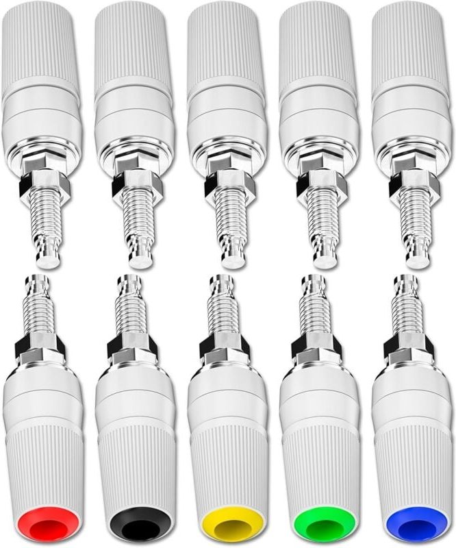Dolaso - 10 Stück Hochstrom-5-mm-Bananenbuchsen-Bindungsklemmen-Stecker-Adapter für Lautsprecherverstärker
