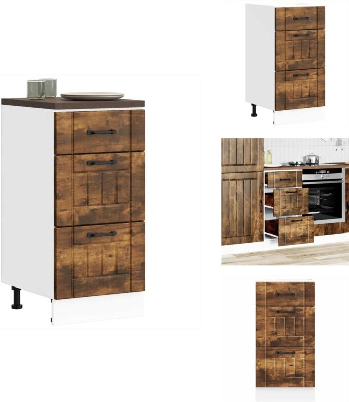 Küchen-Unterschrank Lucca Räuchereiche Holzwerkstoff - Küchenunterschrank - Küchenunterschränke - Spülenunterschrank - U...