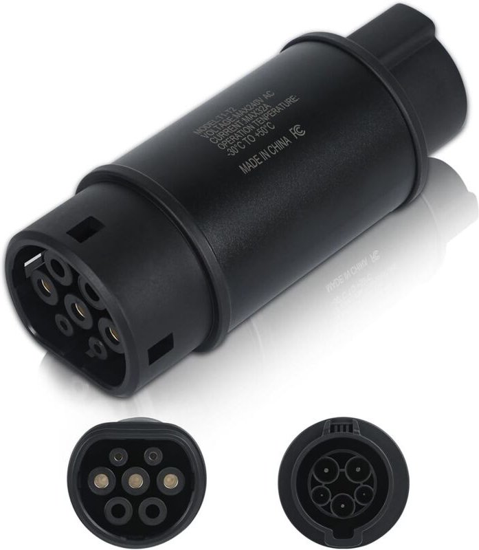 EV-Ladekabeladapter, max. 32 A, 240 V AC, IP54, Typ 1 auf Typ 2 EV-Adapter, SAE J1772 auf IEC 62196 Elektrofahrzeug-Adap...