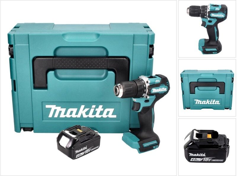 Makita DDF 487 M1J Akku Bohrschrauber 18 V 40 Nm Brushless + 1x Akku 4,0 Ah + Makpac - ohne Ladegerät