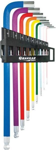 Lange Sechskant-Winkelschlüssel 1,5 bis 10mm DRAKKAR TOOLS - 68422