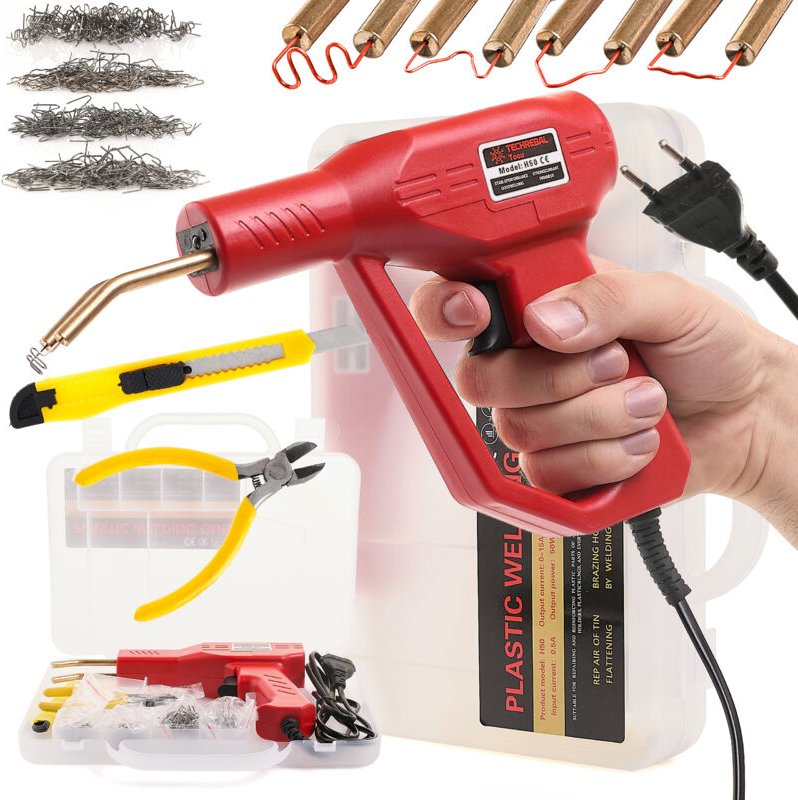 Hefter MIT GRIFF für Kunststoff H50 TOOLS + 200 Heftklammern, Messer, Zange