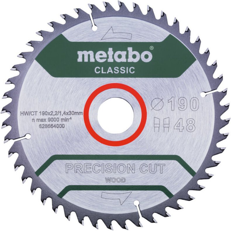 Metabo - Sägeblatt 'precision cut wood - classic', 190x2,2/1,4x30 Z48 wz 15° /b