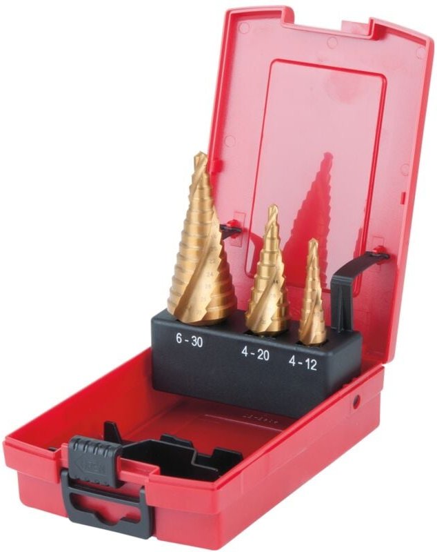 Thumbnail - Ks Tools hss TiN Stufenbohrer-Satz, Kunststoffkassette 3-tlg.