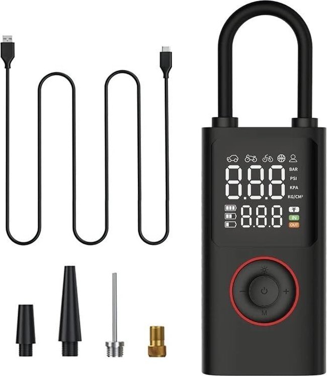 Tragbarer Luftkompressor, 150 PSI 4000 mAh Autoreifenfüller, wiederaufladbare Autoluftpumpe mit doppeltem Verwendungszwe...