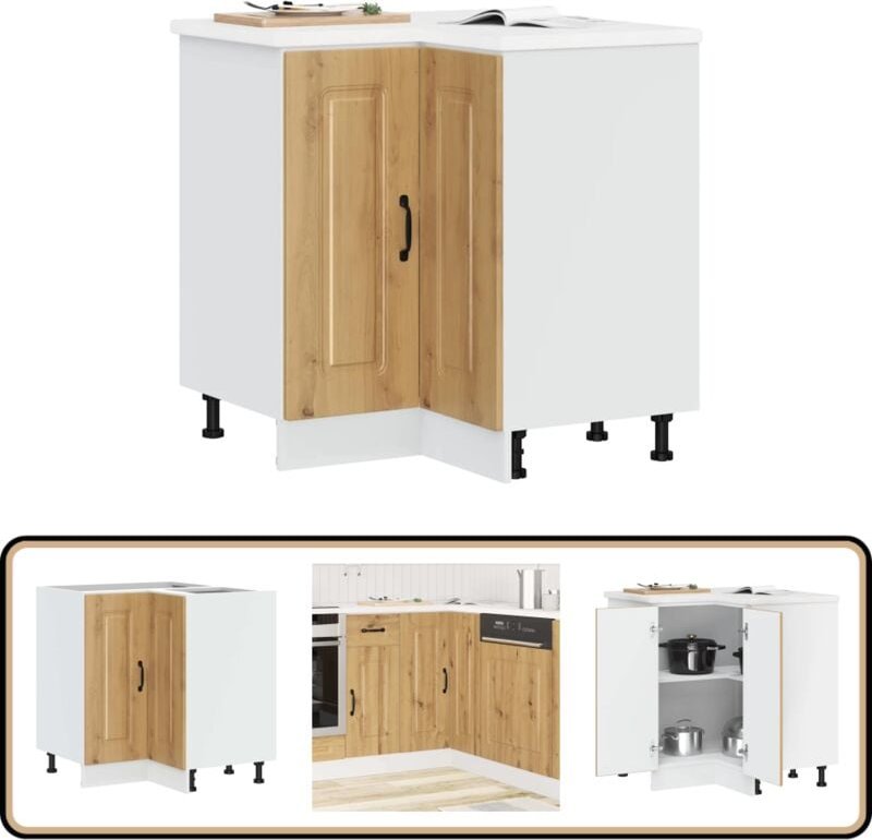 Küchen-Eckunterschrank Kalmar Artisan-Eiche Holzwerkstoff - Vidaxl
