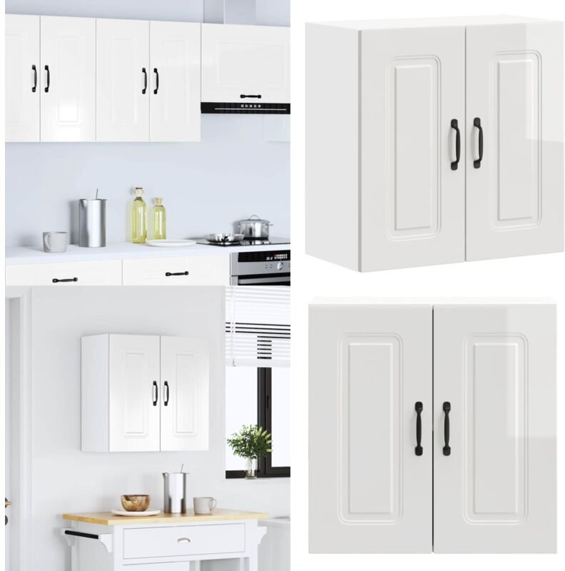 Küchen-Hängeschrank Kalmar Hochglanz-Weiß Holzwerkstoff - Vidaxl