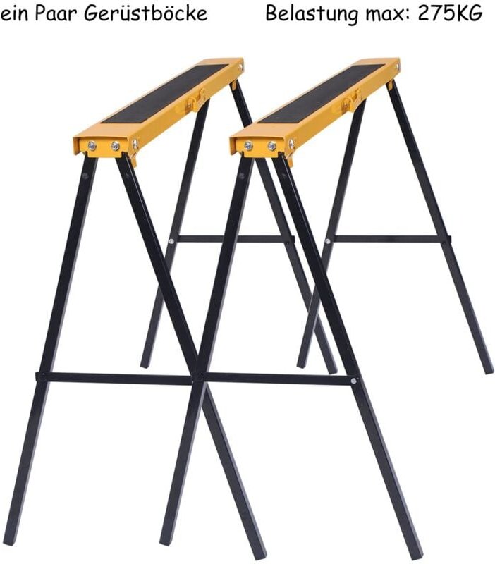 2 x Geruestbock Unterstellbock Klappbock Stuetzbock Saegehilfe Arbeitsbock Metall 275 kg - Costway