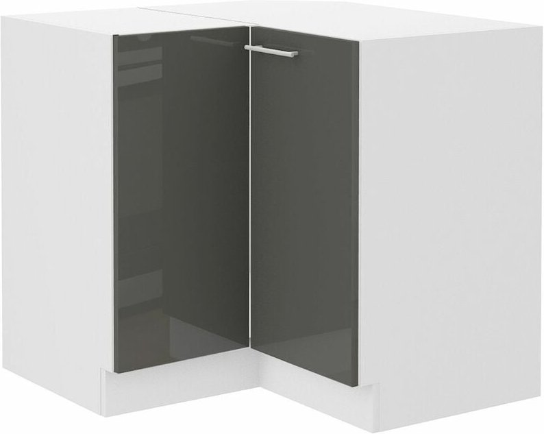 Küchen Preisbombe - Eckunterschrank 90x90 cm Lara Grau Hochglanz Küchenzeile Küchenblock Küche