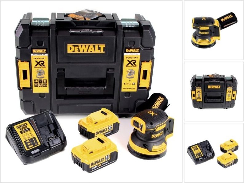 Thumbnail - Dcw 210 M2 Akku Exzenterschleifer Brushless 18V 12.000U/min 125mm + 2x Akkus 4,0 Ah + 1x Schnellladegerät in tstak - Dew...
