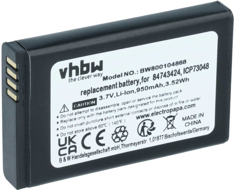 Vhbw - Akku Ersatz für Polycom / Spectralink 84743424, 84743428, ICP73048 für schnurlos Festnetz Telefon (950mAh, 3,7V, ...