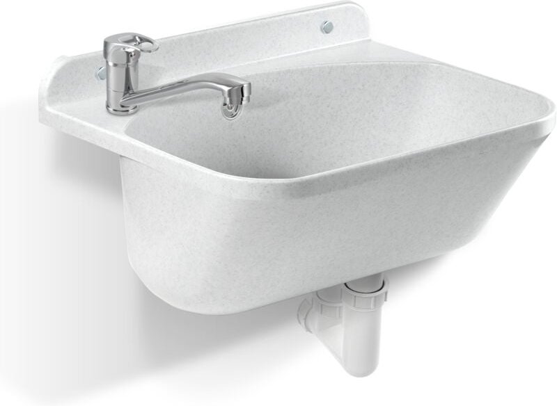 Gospo Ausgussbecken mit drehbarer Armatur, Siphon, Waschbecken 46 x 36 x 20 cm, Waschraum für Garage