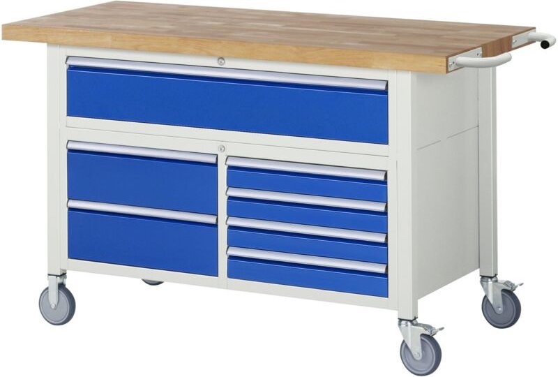 Fahrbare Werkbank 8921, B1500xT700xH880mm, 7x Schublade-TA - RAU