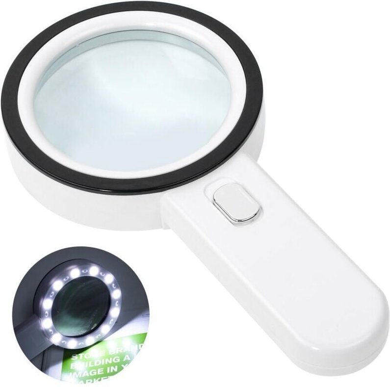 Beleuchtete Leselupe, 30-fache Vergrößerung mit 12 LED-Leuchten, Handlupe, beleuchtete Lupe zum Lesen, Schmuck, Senioren...