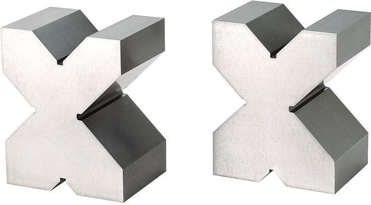 Paar geschliffene Stahlprismen 100 x 80 x 60 mm Fervi p201/1