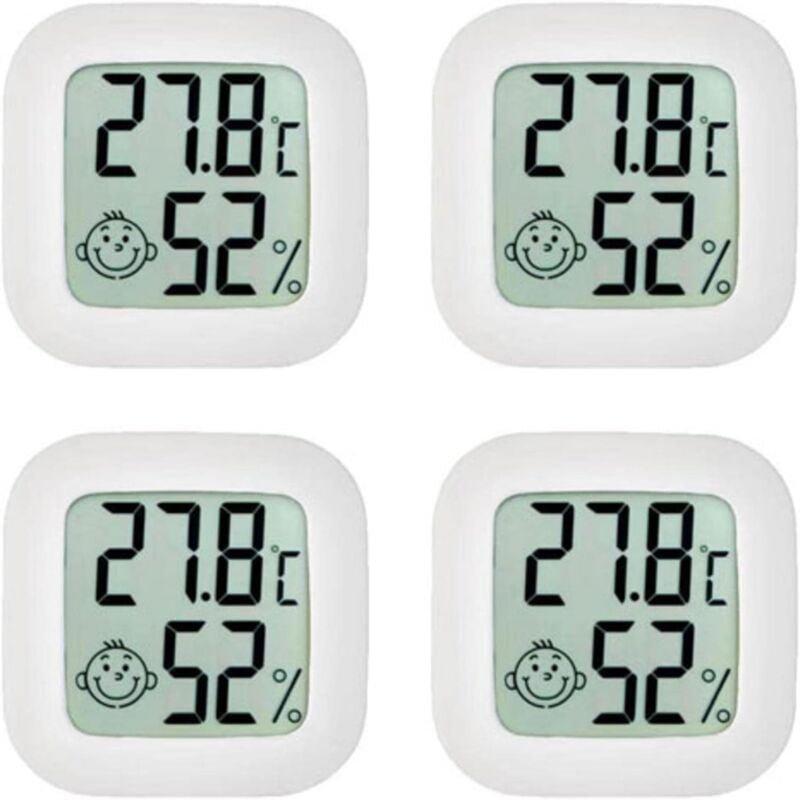 4er-Pack Raumthermometer, Mini-Thermometer, Hygrometer, hochpräzises Temperatur-Hygrometer mit Komfort-Luft-Symbol für K...