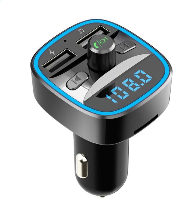 Zwei USB-Anschlüsse 5 V/2,4 A und 1 A, kabelloses MP3-Musik-Autoladegerät, unterstützt TF-Karte/USB-Flash-Laufwerk, Blue...