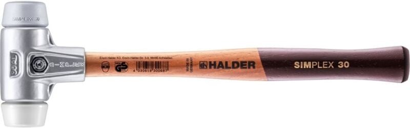 SIMPLEX-Schonhammer, TPE-mid / Superplastik mit Aluminiumgehäuse und hochwertigem Holzstiel D=30 mm 3137.030