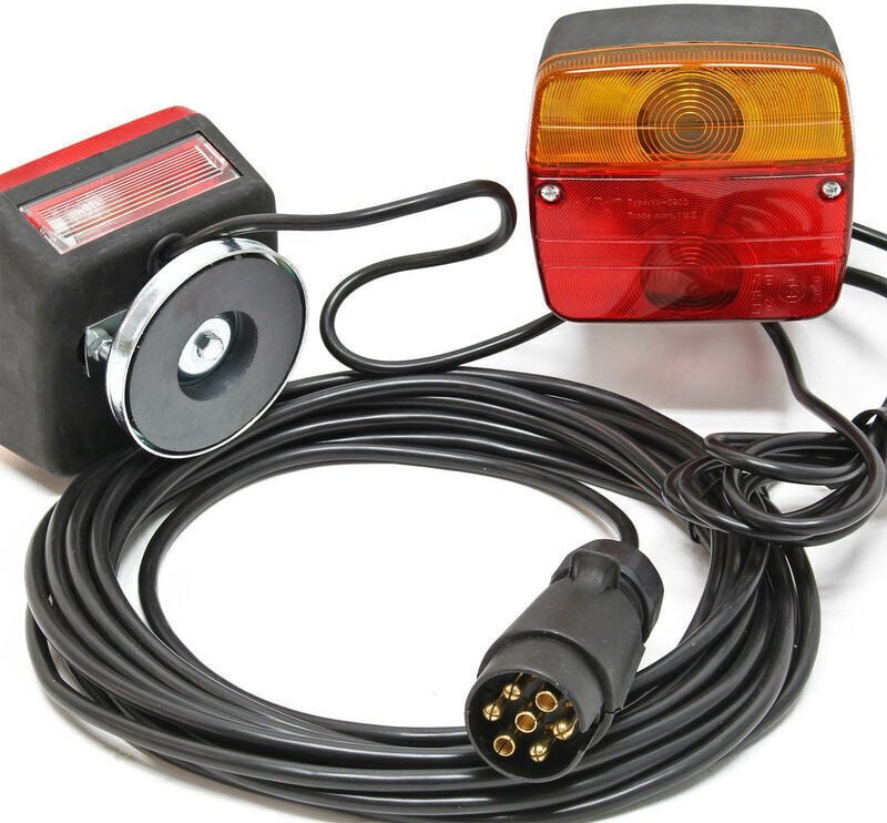 Thumbnail - Trailer Rücklichter – 7-poliger Stecker, 7,5 m und 2,5 m Kabel – Magnethalterung – 2 Einheiten Blinklicht – Straßenbeleu...