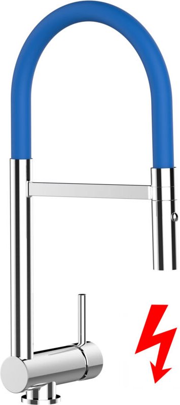 NIEDERDRUCK Unterfenster Wasserhahn Vorfenster Umklappbar 6 CM Verchromt Küchenarmatur mit 360° schwenkbarem Blau Auslau...