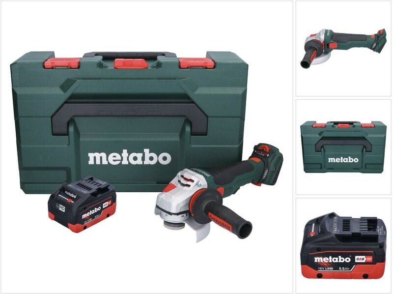 Metabo WVB 18 LTX BL 15-125 Quick Akku Winkelschleifer 18 V 125 mm Brushless + 1x Akku 5,5 Ah + metaBOX - ohne Ladegerät
