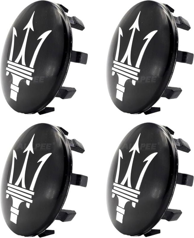 Radkappen Radkappen mit zentralem Logo 60 mm ABS-Material Kompatibel mit Mesertatti-Zubehör (MS Schwarz-Chrom)